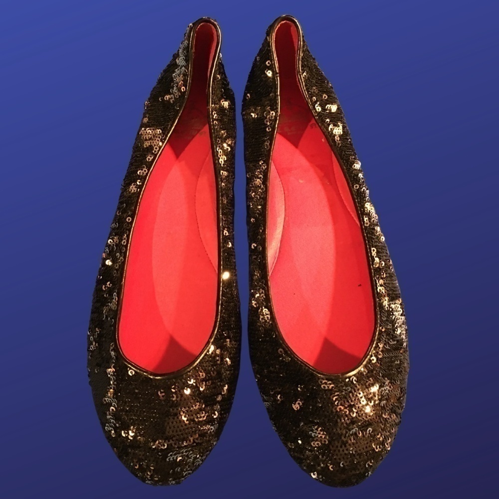 𝅺CROWN VINTAGE Sequin Ballet Flats, Dark Gray, Women’s Size10M, NWOB